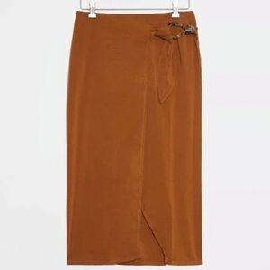 Modern Citizen Brown Pareo Wrap Skirt XS